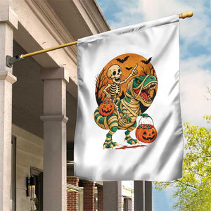 Funny Skeleton Riding Mummy Dinosaur Halloween Garden Flag TS12 Print Your Wear