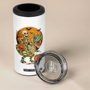 Funny Skeleton Riding Mummy Dinosaur Halloween 4 in 1 Can Cooler Tumbler TS12 Print Your Wear
