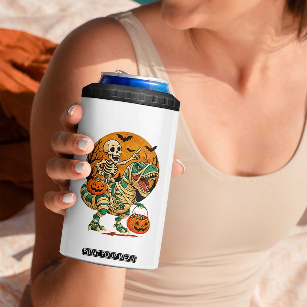 Funny Skeleton Riding Mummy Dinosaur Halloween 4 in 1 Can Cooler Tumbler TS12 Print Your Wear