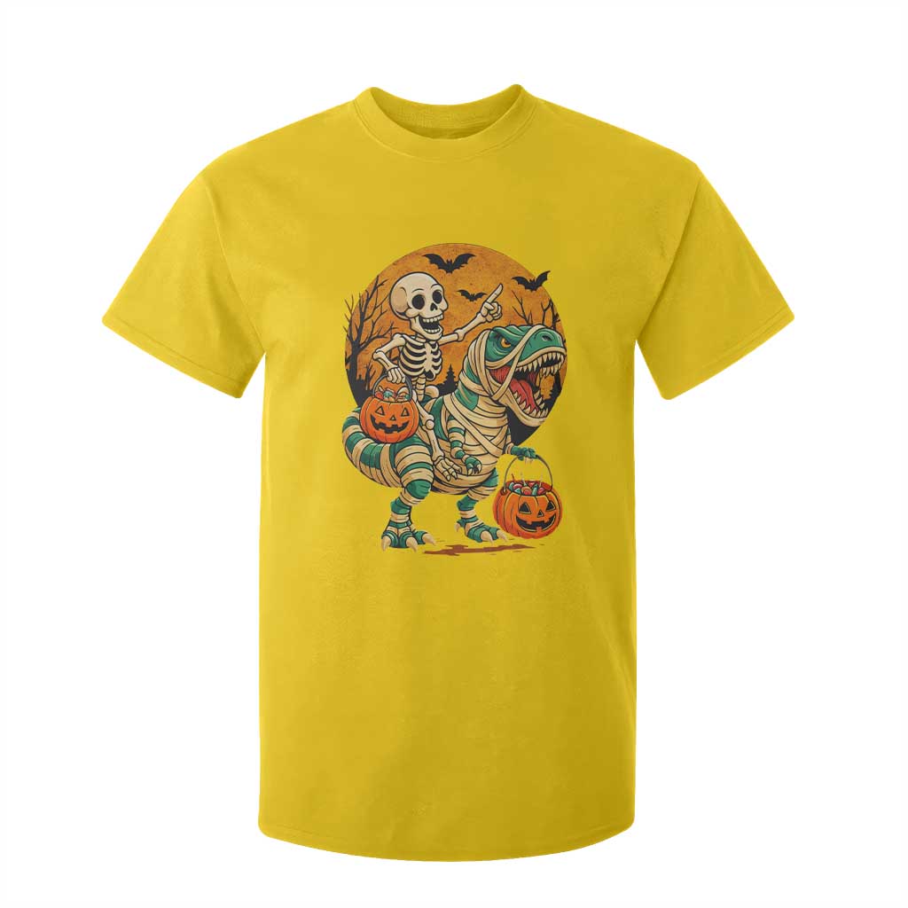 Funny Skeleton Riding Mummy Dinosaur Halloween T Shirt For Kid TS12 Daisy Print Your Wear