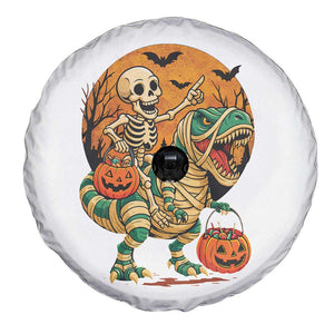 Funny Skeleton Riding Mummy Dinosaur Halloween Spare Tire Cover TS12 Print Your Wear