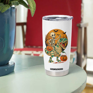 Funny Skeleton Riding Mummy Dinosaur Halloween Tumbler Cup TS12 Print Your Wear