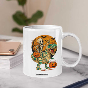 Funny Skeleton Riding Mummy Dinosaur Halloween Coffee Mug TS12 Print Your Wear