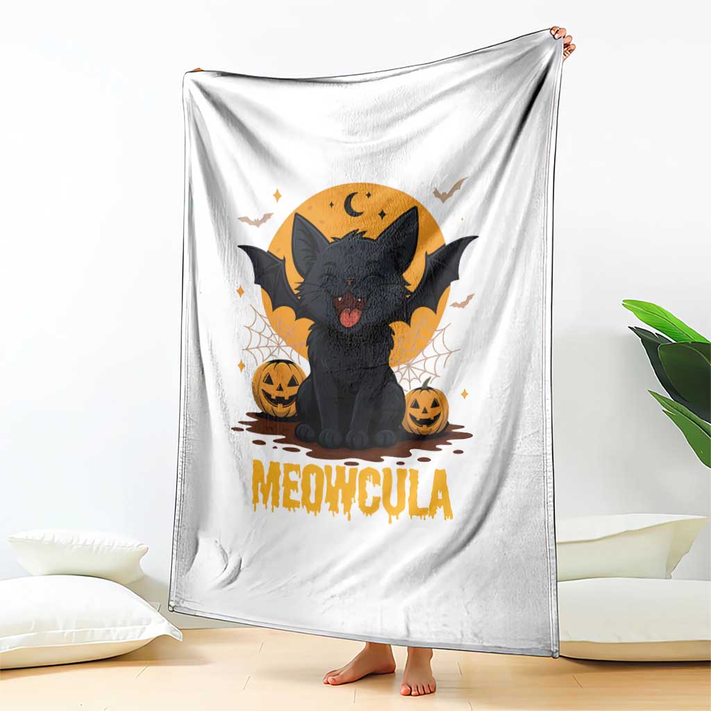 Black Cat Halloween Throw Blanket Meowcula Cute Smilling With Bat TS12 Print Your Wear