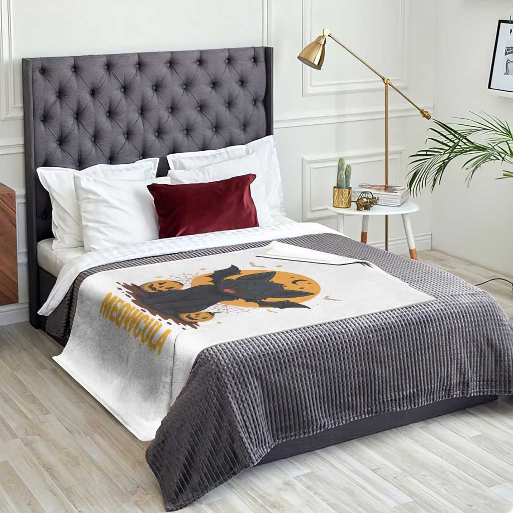 Black Cat Halloween Throw Blanket Meowcula Cute Smilling With Bat TS12 Print Your Wear