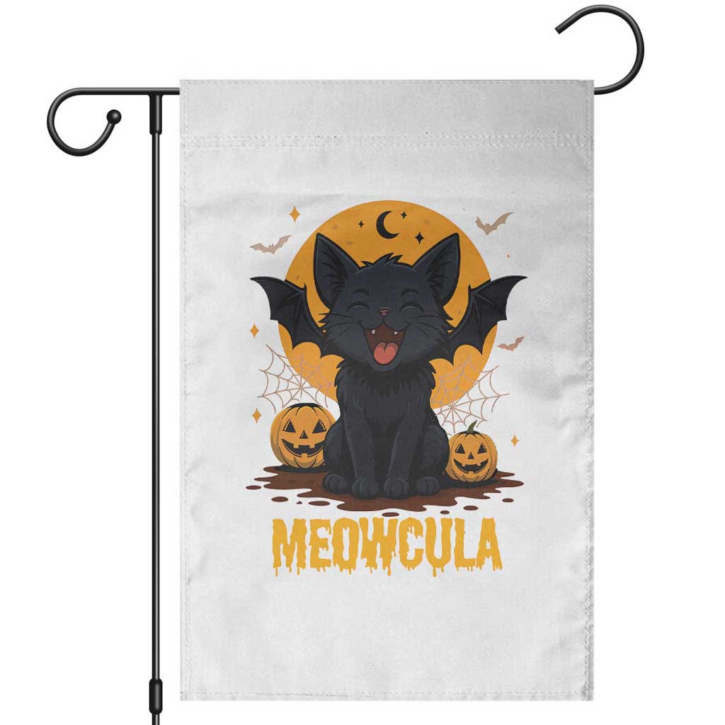 Black Cat Halloween Garden Flag Meowcula Cute Smilling With Bat TS12 White Print Your Wear