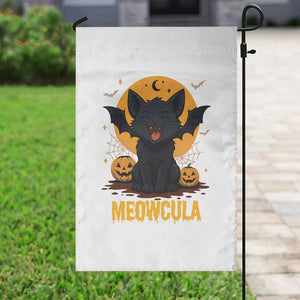 Black Cat Halloween Garden Flag Meowcula Cute Smilling With Bat TS12 Print Your Wear