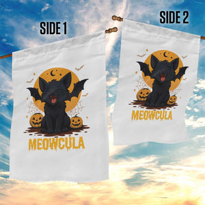Black Cat Halloween Garden Flag Meowcula Cute Smilling With Bat TS12 Print Your Wear