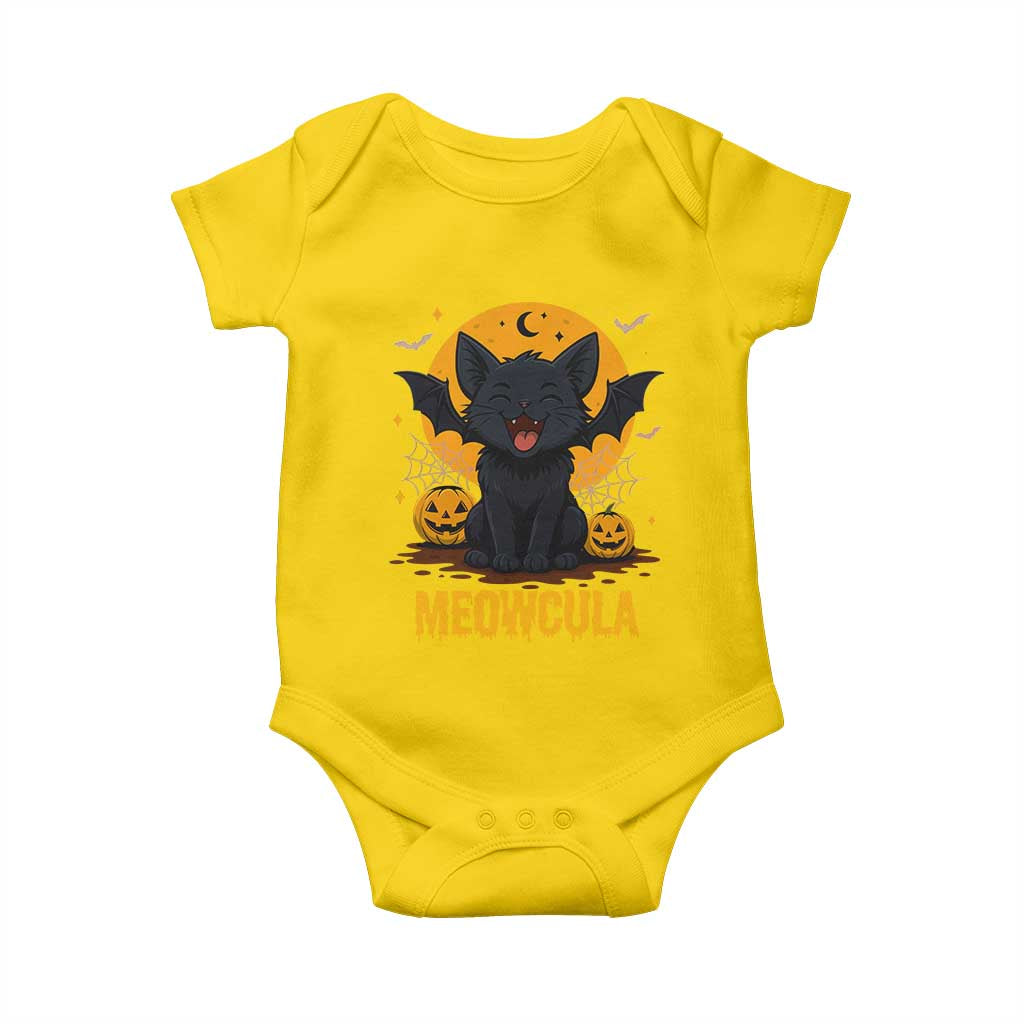 Black Cat Halloween Baby Onesie Meowcula Cute Smilling With Bat TS12 Daisy Print Your Wear