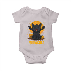 Black Cat Halloween Baby Onesie Meowcula Cute Smilling With Bat TS12 Ice Gray Print Your Wear