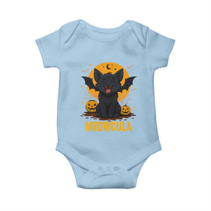 Black Cat Halloween Baby Onesie Meowcula Cute Smilling With Bat TS12 Light Blue Print Your Wear