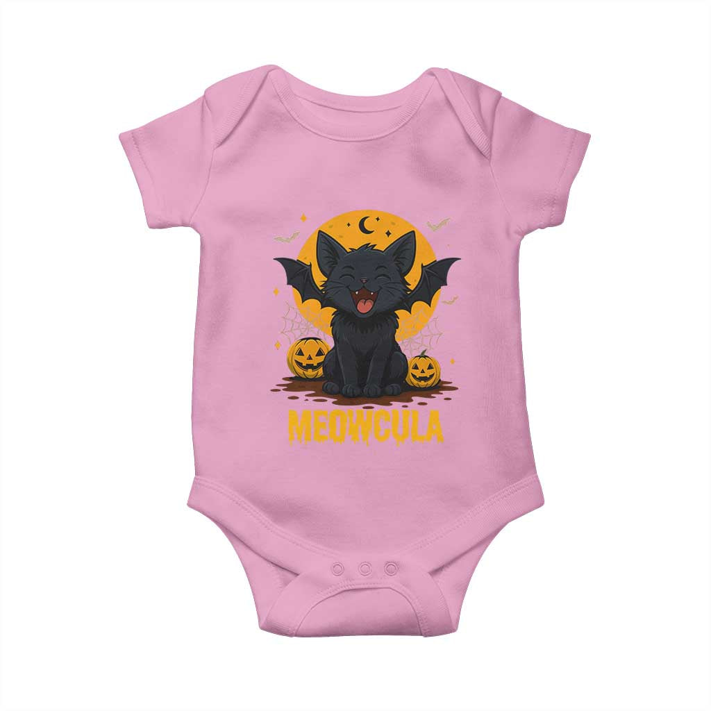 Black Cat Halloween Baby Onesie Meowcula Cute Smilling With Bat TS12 Light Pink Print Your Wear