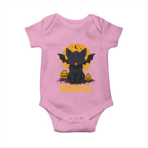 Black Cat Halloween Baby Onesie Meowcula Cute Smilling With Bat TS12 Light Pink Print Your Wear