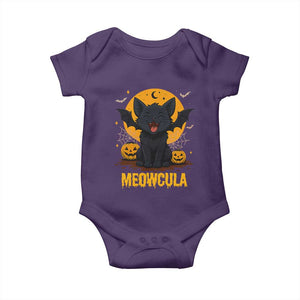 Black Cat Halloween Baby Onesie Meowcula Cute Smilling With Bat TS12 Purple Print Your Wear