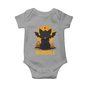Black Cat Halloween Baby Onesie Meowcula Cute Smilling With Bat TS12 Sport Gray Print Your Wear