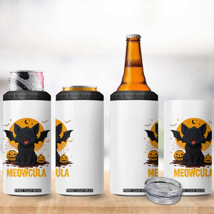 Black Cat Halloween 4 in 1 Can Cooler Tumbler Meowcula Cute Smilling With Bat TS12 Print Your Wear
