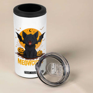 Black Cat Halloween 4 in 1 Can Cooler Tumbler Meowcula Cute Smilling With Bat TS12 Print Your Wear