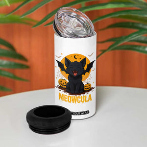 Black Cat Halloween 4 in 1 Can Cooler Tumbler Meowcula Cute Smilling With Bat TS12 Print Your Wear