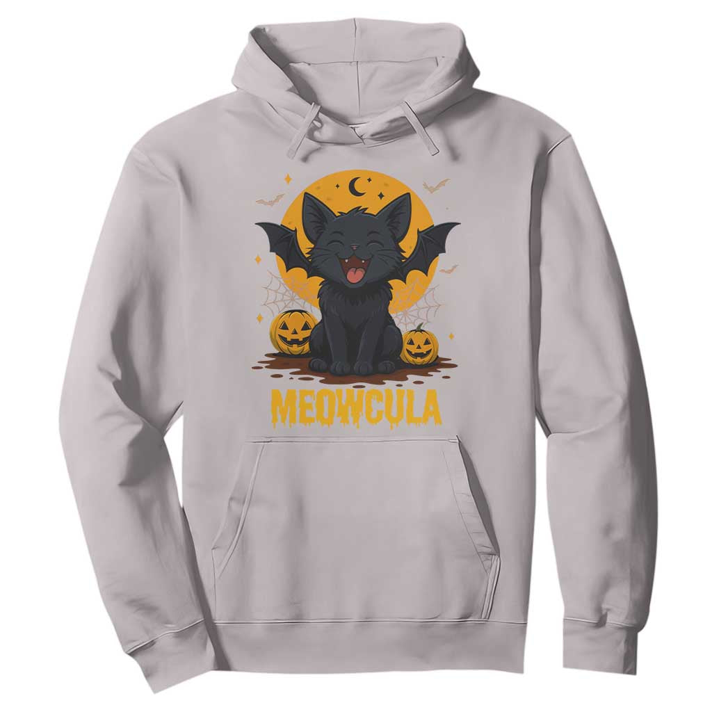Black Cat Halloween Hoodie Meowcula Cute Smilling With Bat TS12 Ice Gray Print Your Wear