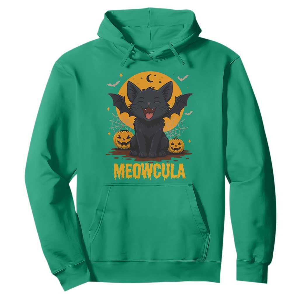Black Cat Halloween Hoodie Meowcula Cute Smilling With Bat TS12 Irish Green Print Your Wear