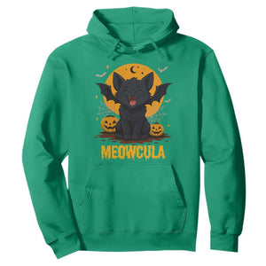 Black Cat Halloween Hoodie Meowcula Cute Smilling With Bat TS12 Irish Green Print Your Wear