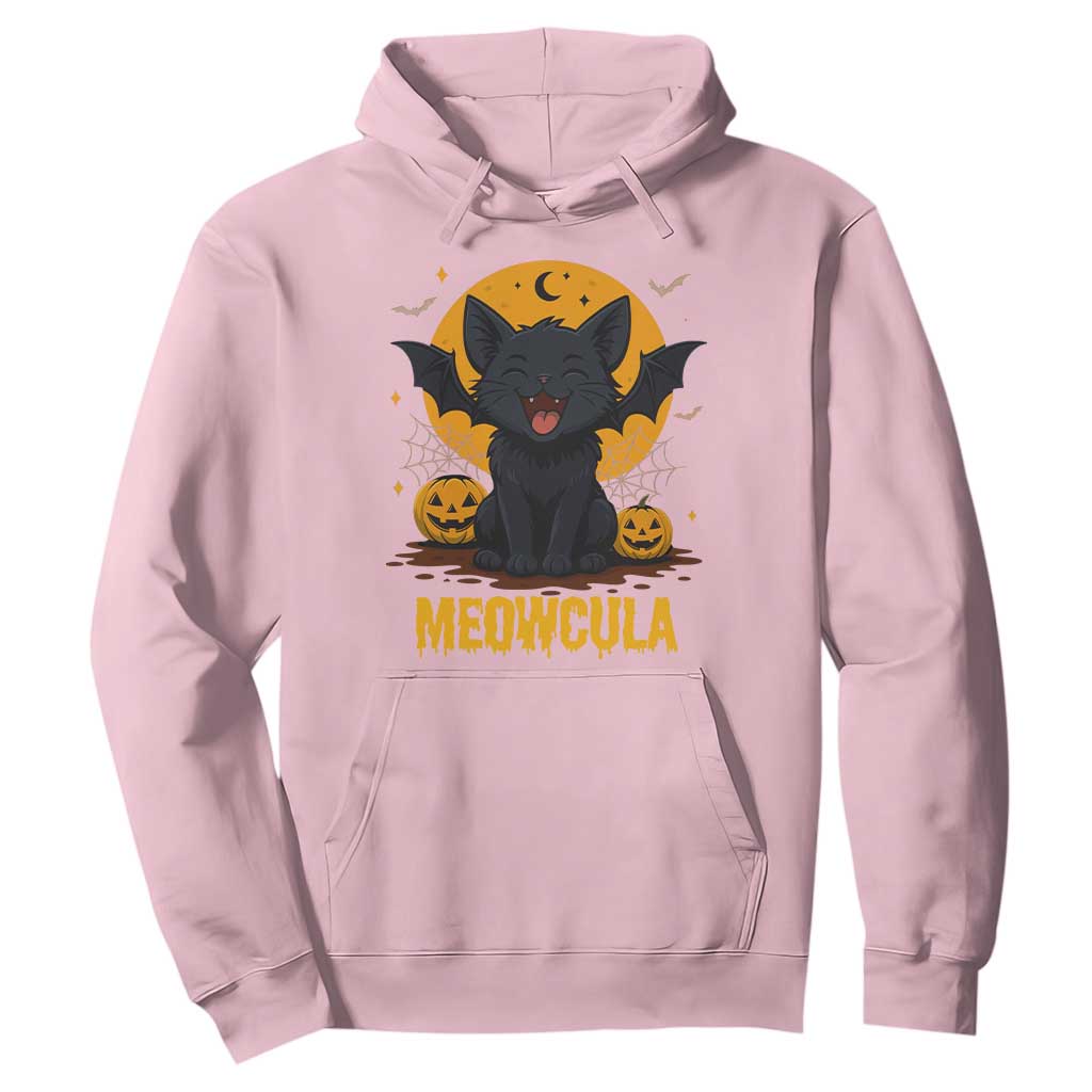 Black Cat Halloween Hoodie Meowcula Cute Smilling With Bat TS12 Light Pink Print Your Wear