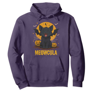 Black Cat Halloween Hoodie Meowcula Cute Smilling With Bat TS12 Purple Print Your Wear