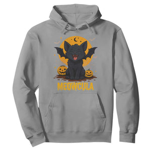 Black Cat Halloween Hoodie Meowcula Cute Smilling With Bat TS12 Sport Gray Print Your Wear
