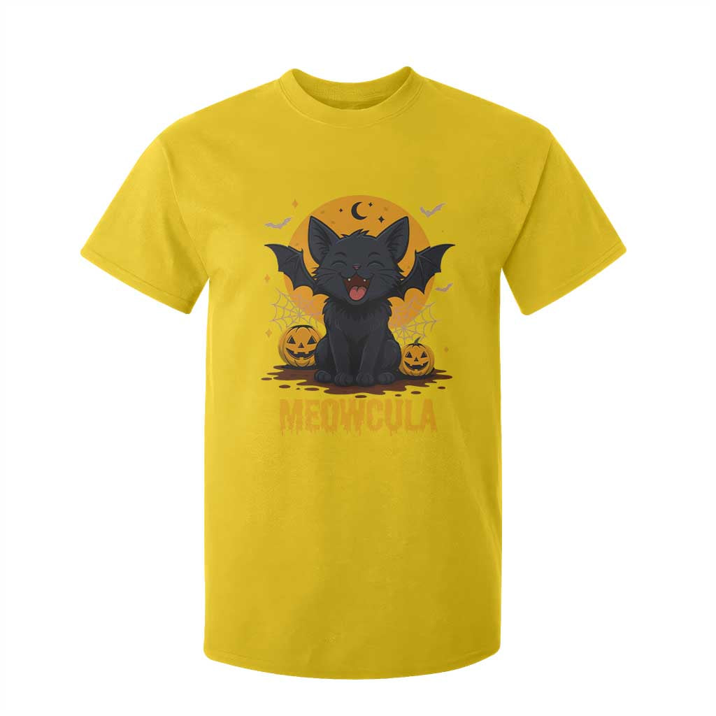 Black Cat Halloween T Shirt For Kid Meowcula Cute Smilling With Bat TS12 Daisy Print Your Wear