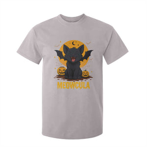 Black Cat Halloween T Shirt For Kid Meowcula Cute Smilling With Bat TS12 Ice Gray Print Your Wear