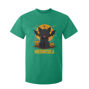 Black Cat Halloween T Shirt For Kid Meowcula Cute Smilling With Bat TS12 Irish Green Print Your Wear