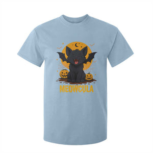 Black Cat Halloween T Shirt For Kid Meowcula Cute Smilling With Bat TS12 Light Blue Print Your Wear