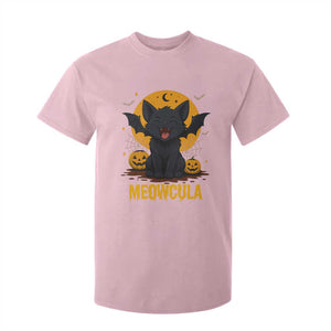 Black Cat Halloween T Shirt For Kid Meowcula Cute Smilling With Bat TS12 Light Pink Print Your Wear