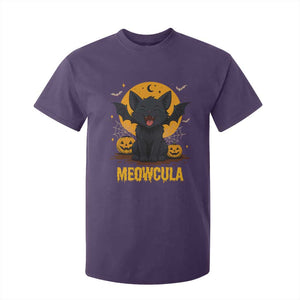 Black Cat Halloween T Shirt For Kid Meowcula Cute Smilling With Bat TS12 Purple Print Your Wear