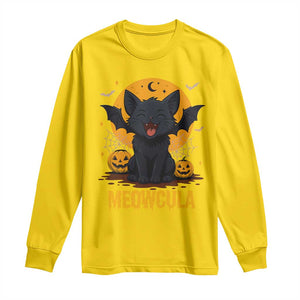 Black Cat Halloween Long Sleeve Shirt Meowcula Cute Smilling With Bat TS12 Daisy Print Your Wear