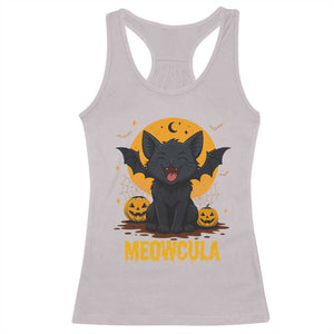 Black Cat Halloween Racerback Tank Top Meowcula Cute Smilling With Bat TS12 Ice Gray Print Your Wear