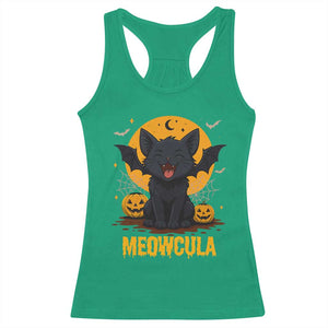 Black Cat Halloween Racerback Tank Top Meowcula Cute Smilling With Bat TS12 Irish Green Print Your Wear