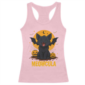 Black Cat Halloween Racerback Tank Top Meowcula Cute Smilling With Bat TS12 Light Pink Print Your Wear