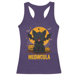Black Cat Halloween Racerback Tank Top Meowcula Cute Smilling With Bat TS12 Purple Print Your Wear