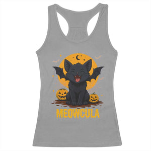 Black Cat Halloween Racerback Tank Top Meowcula Cute Smilling With Bat TS12 Sport Gray Print Your Wear