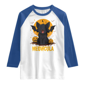 Black Cat Halloween Raglan Shirt Meowcula Cute Smilling With Bat TS12 White Royal Print Your Wear