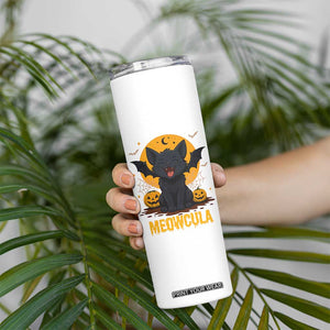 Black Cat Halloween Skinny Tumbler Meowcula Cute Smilling With Bat TS12 Print Your Wear