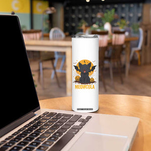 Black Cat Halloween Skinny Tumbler Meowcula Cute Smilling With Bat TS12 Print Your Wear