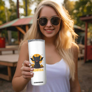 Black Cat Halloween Skinny Tumbler Meowcula Cute Smilling With Bat TS12 Print Your Wear