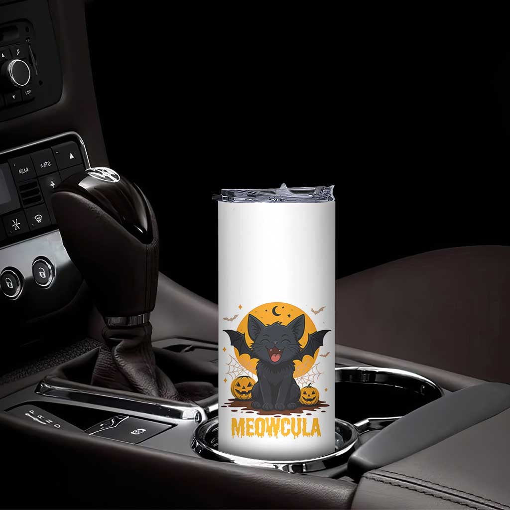 Black Cat Halloween Skinny Tumbler Meowcula Cute Smilling With Bat TS12 Print Your Wear