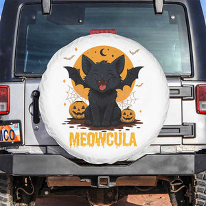 Black Cat Halloween Spare Tire Cover Meowcula Cute Smilling With Bat TS12 No hole White Print Your Wear