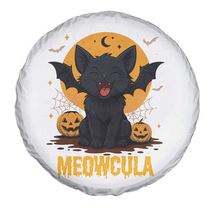 Black Cat Halloween Spare Tire Cover Meowcula Cute Smilling With Bat TS12 Print Your Wear