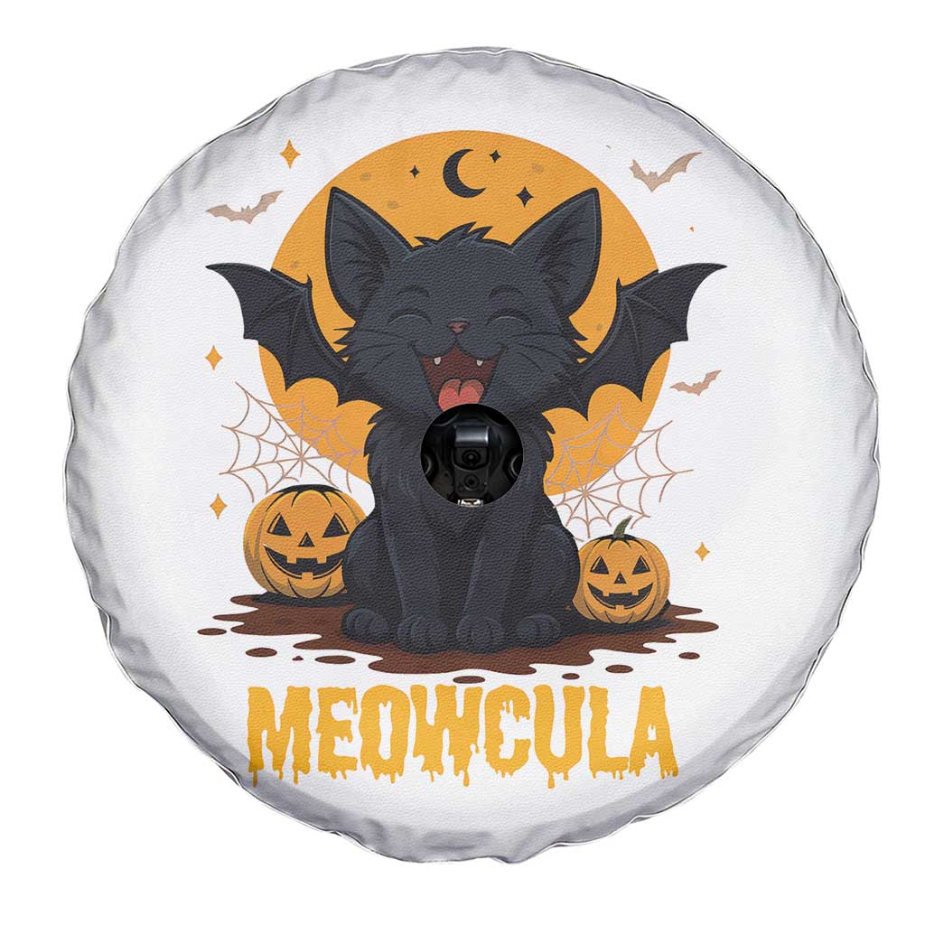 Black Cat Halloween Spare Tire Cover Meowcula Cute Smilling With Bat TS12 Print Your Wear