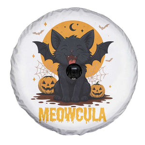 Black Cat Halloween Spare Tire Cover Meowcula Cute Smilling With Bat TS12 Print Your Wear