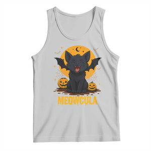Black Cat Halloween Tank Top Meowcula Cute Smilling With Bat TS12 Ash Print Your Wear